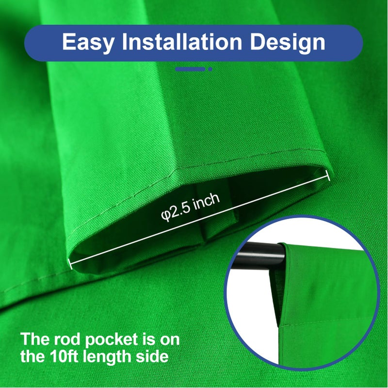 EMART Green Screen Backdrop, 10 x 12 Ft Photography Greenscreen Background Sheet Fabric Kit for YouTube Video Streaming Zoom, Small Photo Chromakey Muslin Cloth Curtain with 4 Clip - Image 2